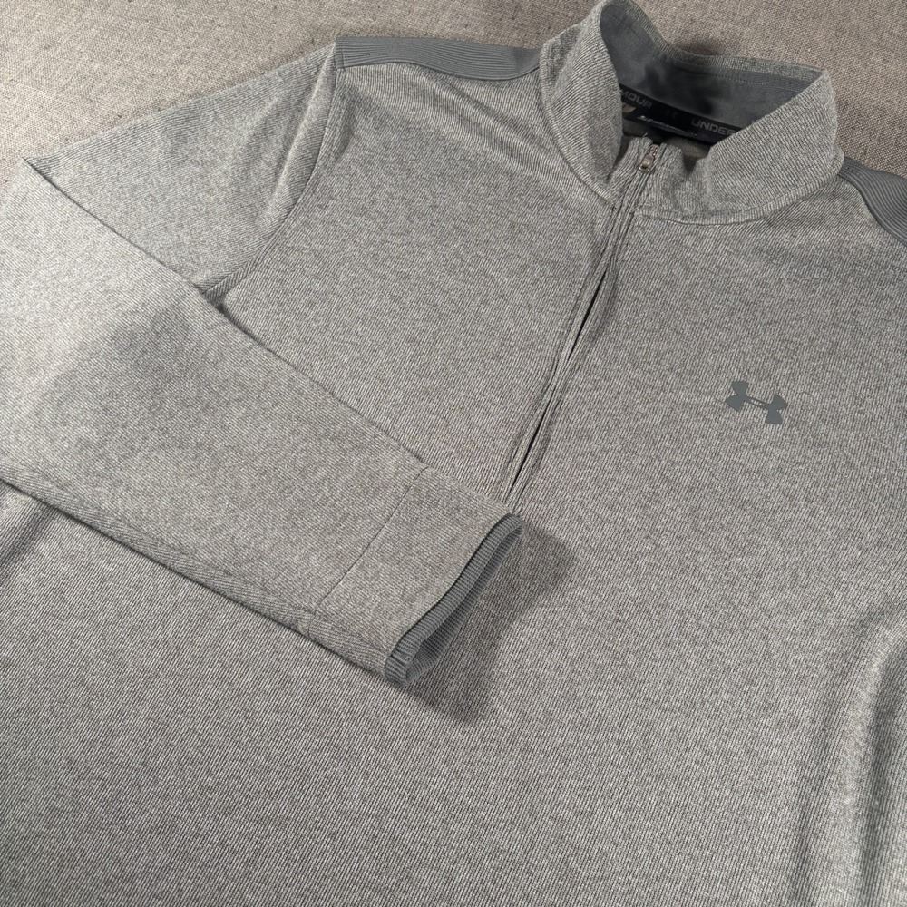 Under Armour 1/4 Zip Pullover Mens XL Gray ColdGear Loose Fit 1345404